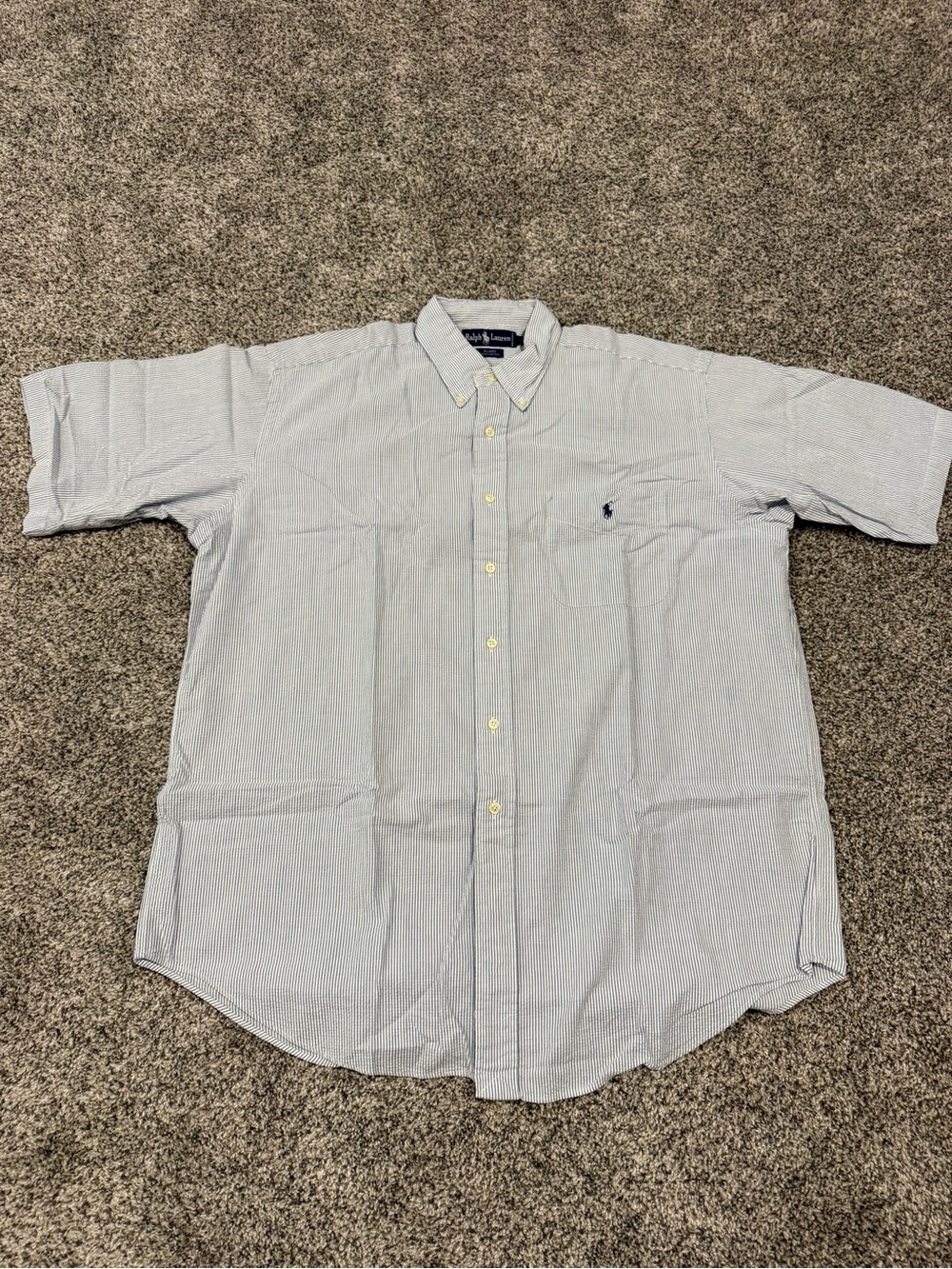 Ralph Lauren Men’s Blaire Light Blue Seersucker Button-Down Short-Sleeve Shirt